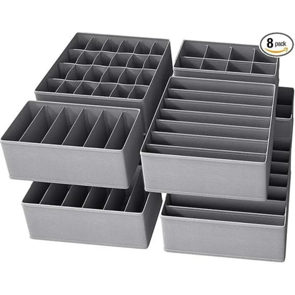 Foldable Dresser Drawer Organizer Set Underwear Sock Closet Storage Bins